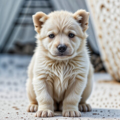 Fototapeta premium puppy on the floor