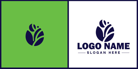 coffee bean icon logo Hot coffee shop Cafe food court store modern flat business vector logo