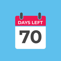 70 days to go countdown template. 70 day Countdown left days banner design. 70  Days left countdown timer