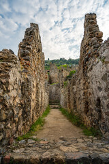 The historical Red Tower in the Alanya district of Antalya, one of the touristic regions of Turkey. Turkish name Kizil Kule