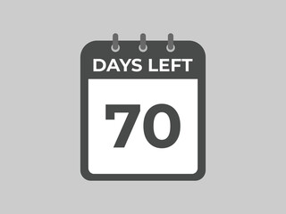 70 days to go countdown template. 70 day Countdown left days banner design. 70  Days left countdown timer