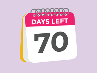 70 days to go countdown template. 70 day Countdown left days banner design. 70  Days left countdown timer