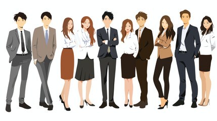 Group of young business people on white background Vector