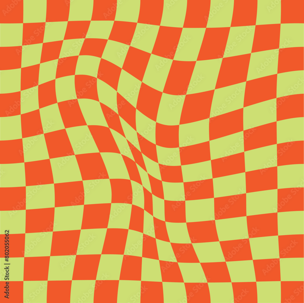 Poster set of chess board backgrounds. psychedelic design in 60-70s. colored. seamless pattern in hippie de