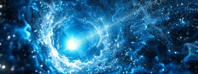 A vibrant blue and white image of a powerful energy pulse radiating outwards from a central point, symbolizing the flow of energy.