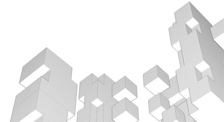 abstract modular architecture 3d rendering