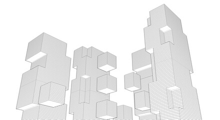 abstract modular architecture 3d rendering