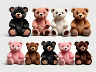 Obraz premium set of teddy bears bear, animal, cartoon, teddy, vector, baby, set, illustration, toy, animals, love, Ai generated 