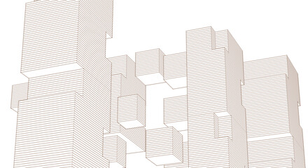 abstract modular architecture 3d rendering