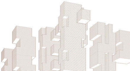 abstract modular architecture 3d rendering