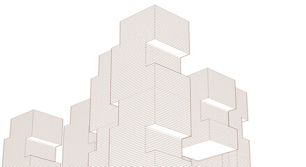 abstract modular architecture 3d rendering