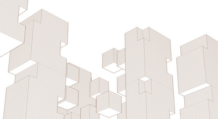 abstract modular architecture 3d rendering