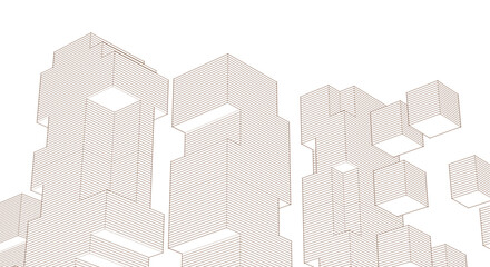 abstract modular architecture 3d rendering