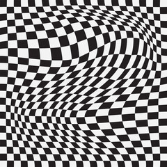 Fototapeta premium Black and white checker pattern vector illustration. Chess board. Abstract checkered checkerboard for game. Grid geometric square shape. Race flag. Retro mosaic checkerboard psychedelic pattern.