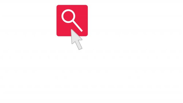 Click the search button. Animation of the button and cursor, alpha channel. Cartoon