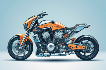 Obraz premium Motorcycle, vector style. Generative AI
