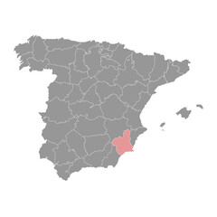 Map of the Region of Murcia, administrative division of Spain. Vector illustration.