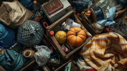 A close-up shot of a collection of donated items, their diverse nature representing the spirit of generosity on National Give Something Away Day.