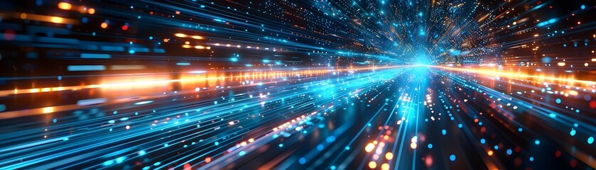 Obraz premium Dynamic Data Surge in the Digital Realm:Abstract Visualization of Technological Momentum