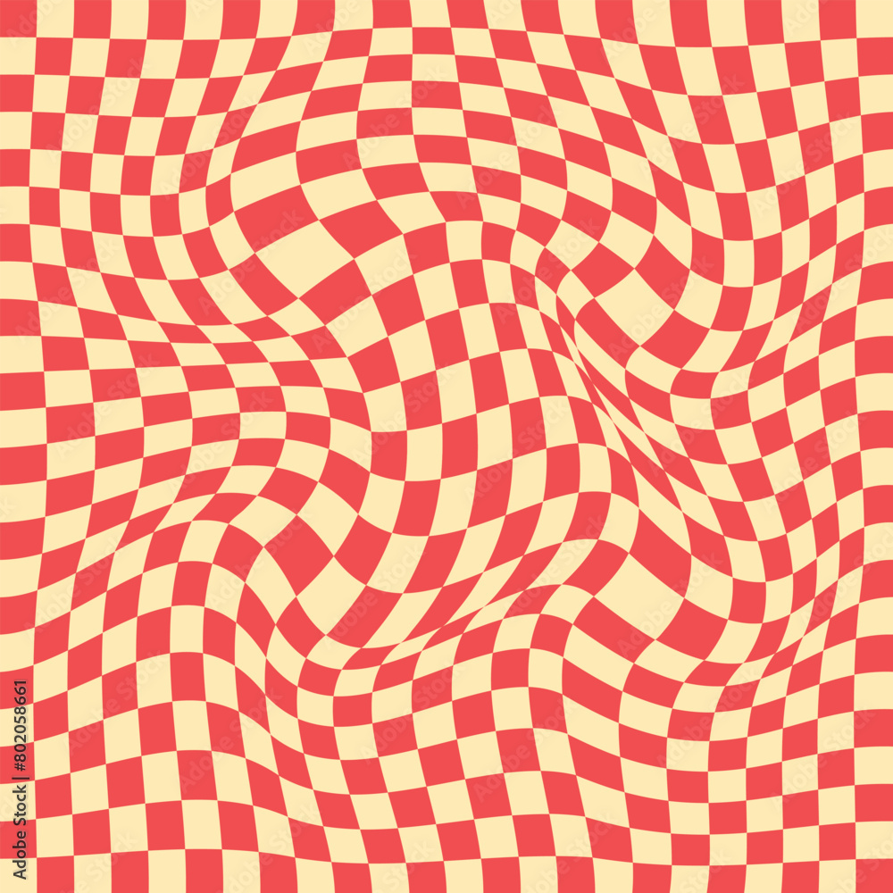 Poster set of chess board backgrounds. psychedelic design in 60-70s. colored. seamless pattern in hippie de