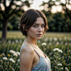 Naklejka premium portrait of a woman in a park