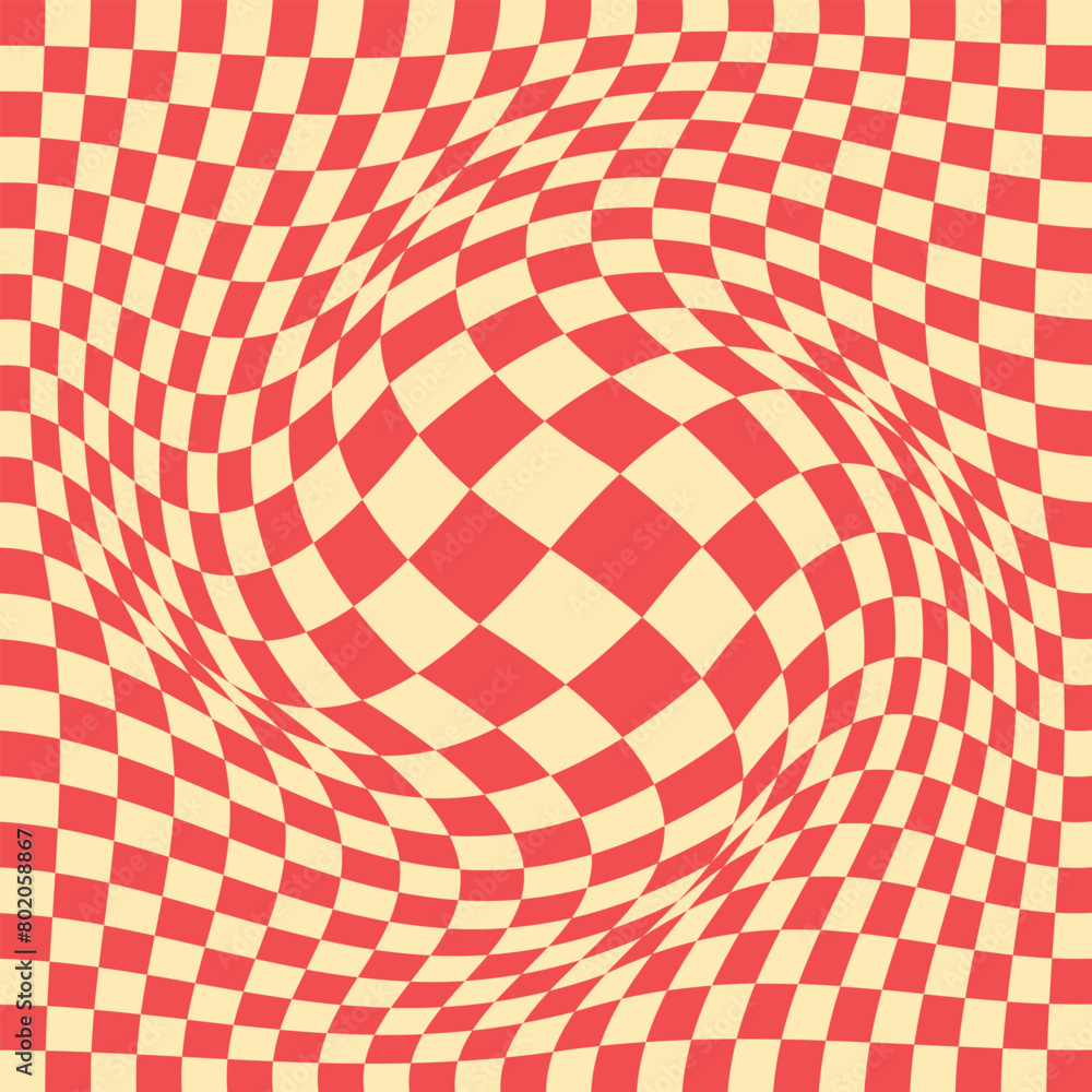 Poster set of chess board backgrounds. psychedelic design in 60-70s. colored. seamless pattern in hippie de