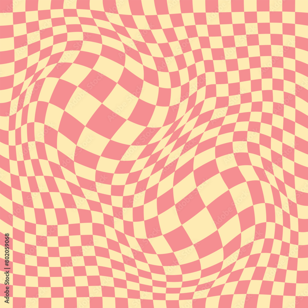 Poster set of chess board backgrounds. psychedelic design in 60-70s. colored. seamless pattern in hippie de