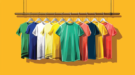 Hanger with stylish clothes on color background Vector