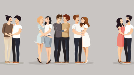 happy couples over gray background vector illustration