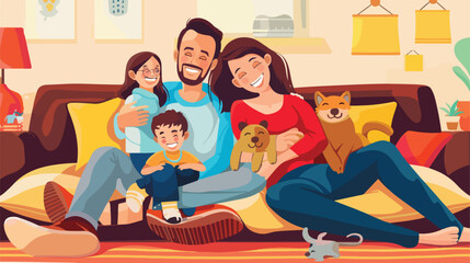 Happy family resting together at home Vectot style vector