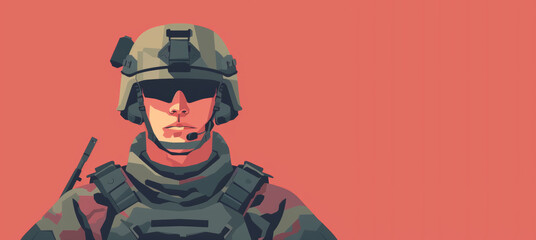 Portrait of a soldier of the armed forces. Memorial day and Independence day concept. Generative AI.