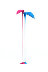 abstract painting two streams of paint flowing down from above and mixing at the bottom