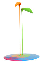 abstract painting two streams of paint flowing down from above and mixing at the bottom