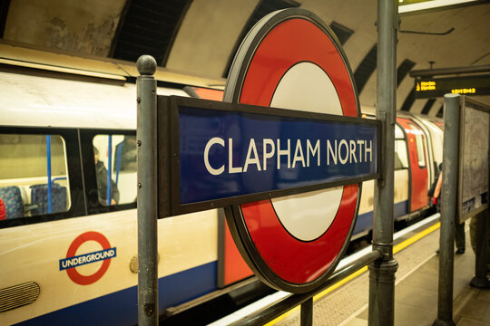 LONDON-  Clapham North Underground Station on the Northern Line in SW London