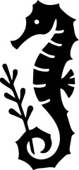 Black and white seahorse.