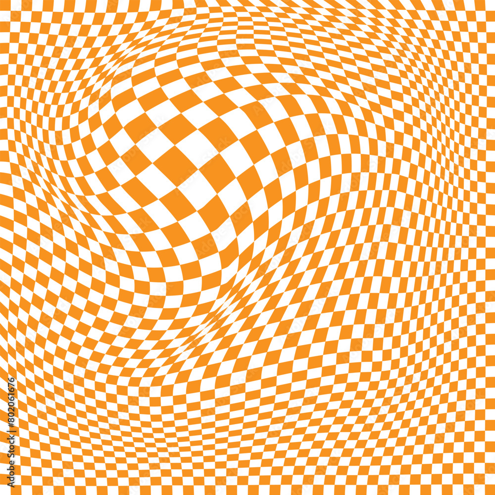 Poster wavy groovy checker vector background. retro holiday fluid abstract checkerboard backdrop. xmas curv