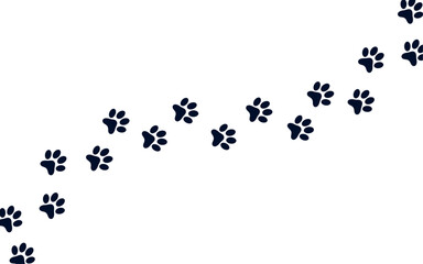 Impressions de pattes de chiens ou de chats - Animal de compagnie - Traces, silhouettes noires de pattes - Animal domestique qui marche - Bannière minimaliste - Empreintes - Félin ou canin 