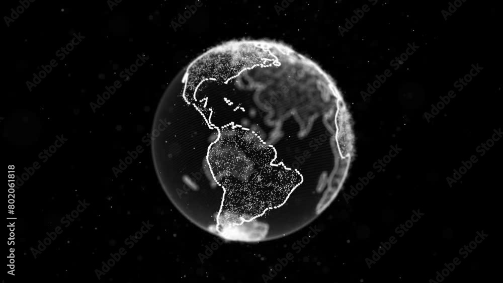 Wall mural virtual planet earth with particles and lines. network connection big data. abstract technology blac