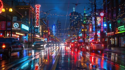 Vancouver Canada dynamic Granville Street nightlife urban entertainment