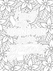 Obraz premium Keychain Quotes Flower Coloring Page Beautiful black and white illustration for adult coloring book