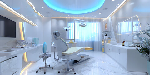 Modern innovative ophthalmology cabinet in white colors Neural network  ,Dental office Dentistry Visiting a dentist