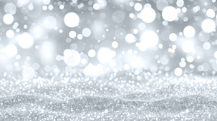 Fototapeta premium A white background with shiny, sparkling effects and bokeh patterns. This bright and glamorous design features blurred, glittering textures, perfect for Christmas, holidays, celebrations, and luxury c