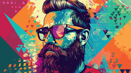 hipster design over geometric background vector illustration