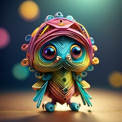 Whimsical Paperclip Art: Tiny Creature Crafted from Colorful Clips