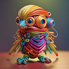 Whimsical Paperclip Art: Tiny Creature Crafted from Colorful Clips