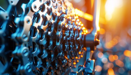 Detailed bicycle chain and gears, highlighting mechanical components   summer olympics sport concept