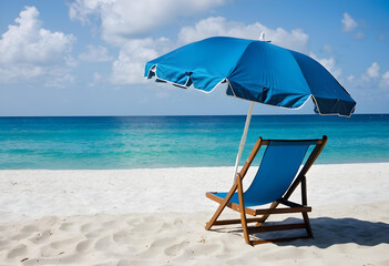 beach chairs and umbrella