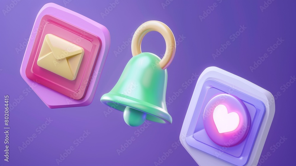Poster modern illustration of colorful unread messages on phone or computer application. this is a 3d rende