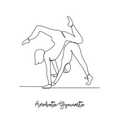 One continuous line drawing of Acrobat Gymnastic sports vector illustration. Acrobat Gymnastic sports design in simple linear continuous style vector concept. Sports themes design for your asset.