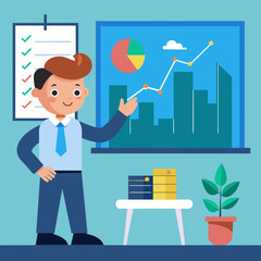Person Teaching graph in Office vector illustration